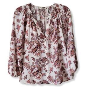 Women Tucker Paisley Silk Blouse Top M Preppy Career Casual Relaxed Office